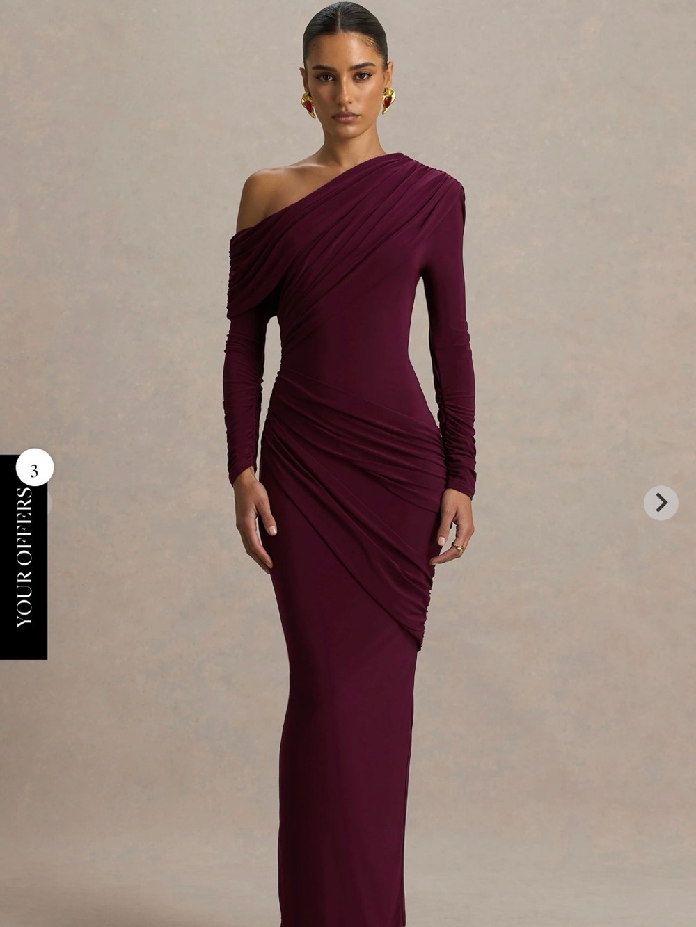 Club L London Perrie Burgundy Asymmetric Maxi Dress – Size 8